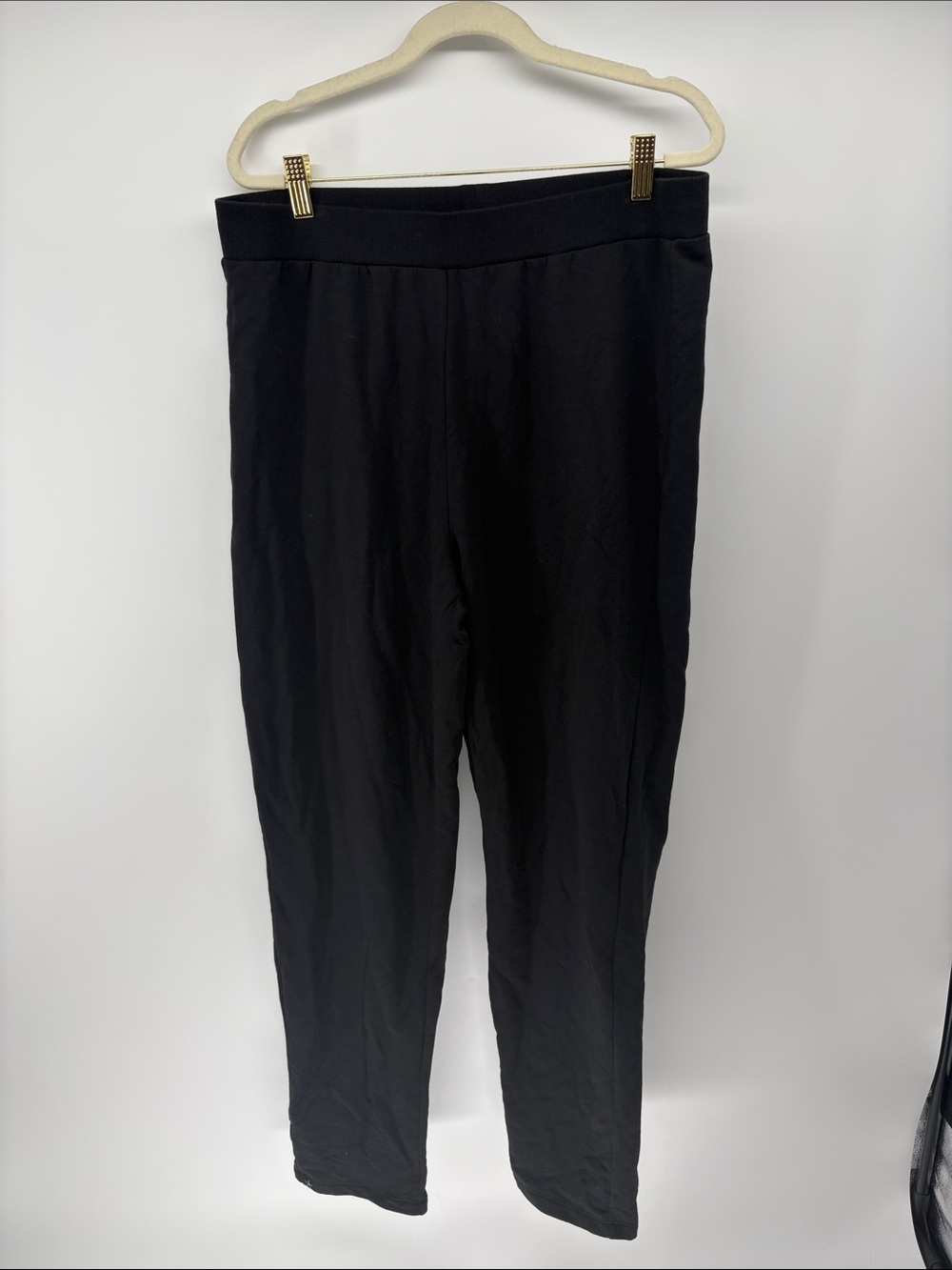 Barefoot Dreams Fleece Lounge Sweatpants Pants Sz L Black Straight Leg